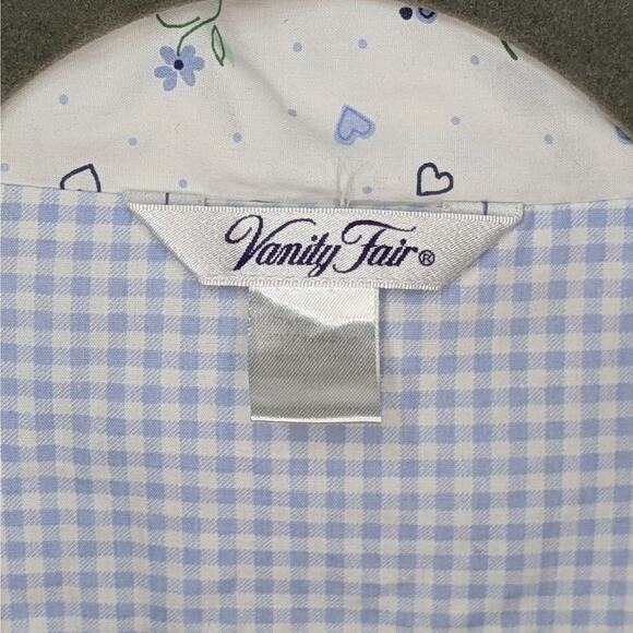 Vintage Vanity Fair Womens Pajama Set XL White Blue Cotton Blend Poplin 2Pc - Picture 7 of 16